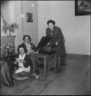 Tuis in their private drawing room at the NZ Forces Club in Bari, Italy, World War II - Photograph taken by M D Elias