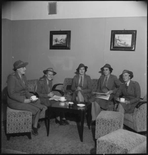 In the Sisters Lounge of the New Zealand Forces Club in Bari, Italy, World War II - Photograph taken by M D Elias