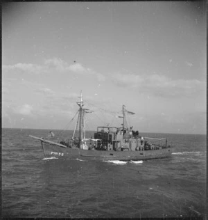 One of well armed motor mine sweepers used in the Mediterranean, World War II - Photograph taken by M D Elias