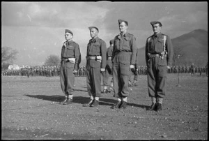 Recipients of awards presented at 6 NZ Infantry Brigade parade in the Volturno Valley, Italy, World War II - Photograph taken by George Kaye