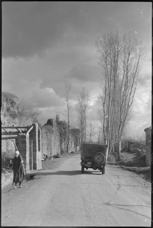 New Zealand jeep on a road near the town of Alife in Italy, during World War II - Photograph taken by George Kaye
