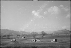 Type of country in the Volturno Valley where NZ Division units are camped, Italy, World War II - Photograph taken by George Kaye