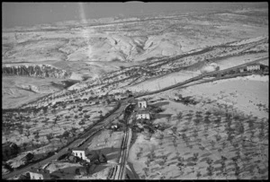 Aerial view of the road between Castelfrentano and the Guardigrele crossroads, and the brickworks, Italy, World War II - Photograph taken by George Kaye