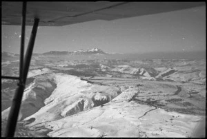 Aerial view looking towards Orsogna with the 'Rock of Italy' in the distance - Photograph taken by George Kaye