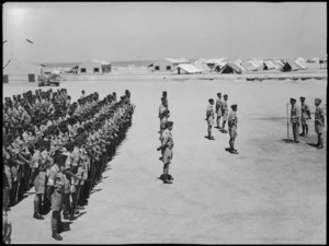 General Freyberg addresses Divisional Signals at the handing over of command by Colonel Agar to Major Grant, Maadi - Photograph taken by G F Kaye