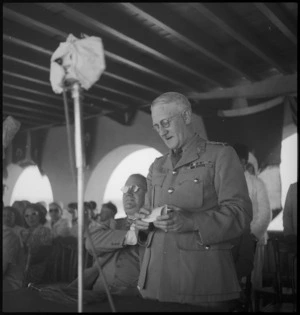 Colonel Frederick Waite speaking at the opening of the freshwater baths at Helwan, Egypt - Photograph taken by H Paton