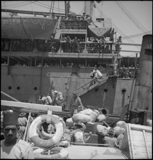 Disembarkation of NZ reinforcements at Tewfik, World War II - Photograph taken by S Wemyss