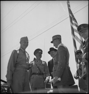 Allied commanders at parade in Tunis, World War II - Photograph taken by M D Elias