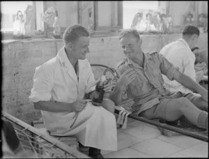 Blood donor after giving blood at Maadi Camp Hospital, World War II - Photograph taken by G Bull