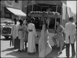 Bread from Maadi Camp bakery arriving at NZ Forces Club, Cairo - Photograph taken by George Kaye