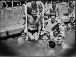 Group attending 5 NZ Field Regiment's swimming sports at Maadi Baths, Egypt - Photograph taken by George Kaye
