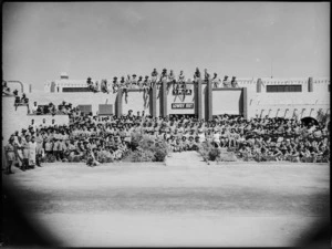 Officers, men and guests celebrate 2nd anniversary of the Lowry Hut, Maadi Camp, Egypt - Photograph taken by George Kaye