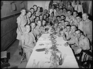 Soldiers at Rotorua and District Reunion dinner in Cairo, World War II - Photograph taken by G Kaye