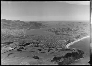 Dunedin city and harbour with St Kilda beach on right