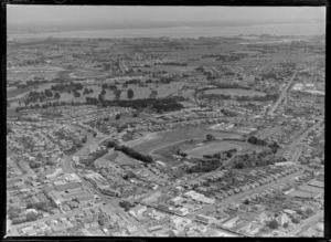 Otahuhu, Auckland, showing Middlemore Hospital in the background, with Sturges Park in the foreground