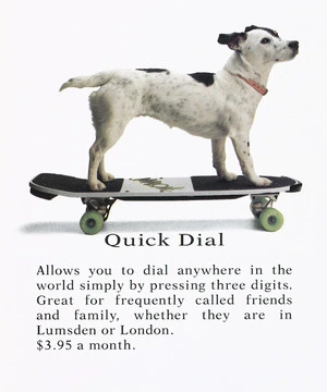 Telecom Corporation of New Zealand: Quick Dial [S.P.O.T. on a skateboard. 1991]