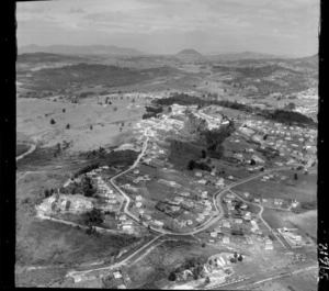 Whangarei, Northland, with railway goods train, Morningside Road and Limeburners Street in foreground