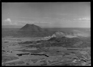 Kawerau, Bay of Plenty, including Tasman Pulp and Paper Mill and Mount Edgecumbe in the distance