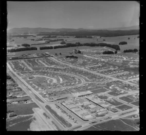 Tokoroa, Waikato, showing shopping centre and housing