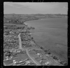 Ngongotaha, Rotorua, includes lake, farmland, housing and roads