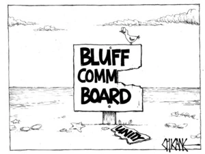 Winter, Mark 1958- :'Bluff Comm Board'. 14 April 2012