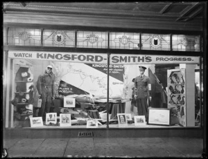 DIC Shop window display about a flight by Charles Kingsford Smith's from Australia to England, and return