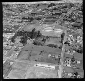 Kelston Primary School and Girls' College with Archibald Road in foreground, Auckland City