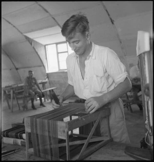 J S Beaumont at work in the Occupational Therapy Ward of 2 NZGH Kantara, Egypt - Photograph taken by George Kaye