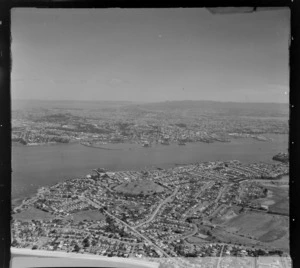 Devonport with Lake Road, Mt Victoria and Ferry Terminal, looking to Auckland City and Harbour beyond