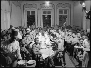 Methven and Hororata Districts Reunion Dinner held at Finnish Cafe in Cairo, World War II - Photograph taken by George Kaye