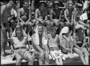 Group of onlookers at the Divisional Swimming Sports at Maadi Baths, Egypt - Photograph taken by George Kaye
