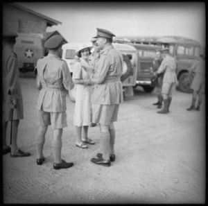 General and Lady Freyberg at the Cairo Airport on the arrival of the GOC from New Zealand - Photograph taken by G R Bull