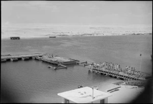Part of panorama of pontoon bridge across Suez Canal rebuilt by NZ engineers, World War II - Photograph taken by George Kaye