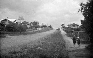Looking up Sheriff's Hill, in the suburb of Milford, Auckland