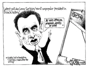 Winter, Mark 1958- :Latest poll declares Sarkozy most unpopular president in French history. 18 April 2012