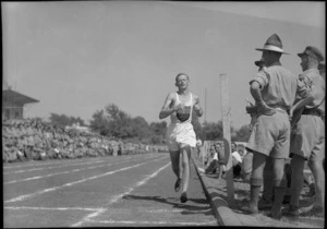 Finish of half mile walk at NZ Division Athletics Championships, Cairo, World War II - Photograph taken by George Kaye