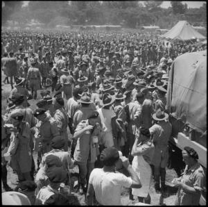 General view of crowd during lunch at NZ Division Athletics Championships, Cairo, Egypt, World War II - Photograph taken by George Bull