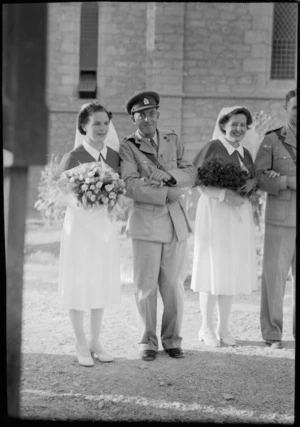 Wedding of Lieutenant William George Hill to Sister Leslie Allison Fletcher at St Paul's Helwan, Egypt - Photograph taken by George Bull