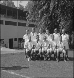 South Island team in cricket match versus North Island in Cairo, Egypt, World War II - Photograph taken by George Kaye