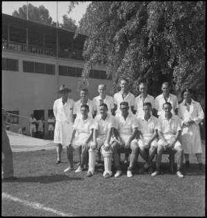 North Island team in cricket match versus South Island in Cairo, Egypt, World War II - Photograph taken by George Kaye