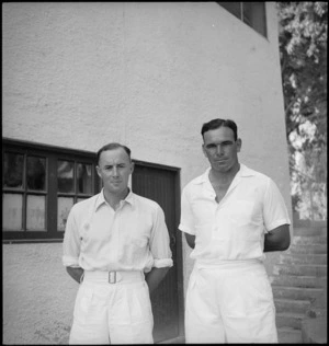 Cricket captains Howden and Carson in North Island versus South Island match in Cairo, Egypt, World War II - Photograph taken by George Kaye