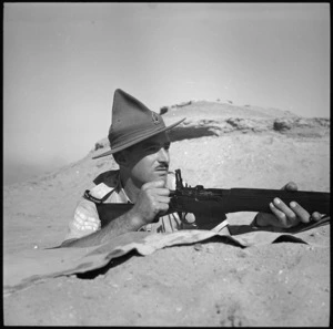 Sergeant W M Fitzherbert who gained highest score at Abbassia international shooting match, Egypt, World War II - Photograph taken by G Bull