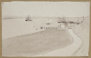 [Fletcher, Frances Ann (Stamper)] 1846-1935 :[Nelson wharf with sailing ships at anchor] 1863