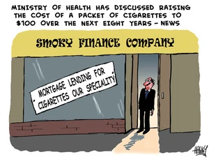 Hawkey, Allan Charles, 1941- :Smokey Finance Company - mortgage lending for cigarettes our speciality. 24 April 2012