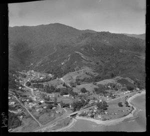 Waiomu, Thames, includes township, roads, housing, shoreline and inlet