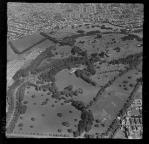 Cornwall Park, Auckland, includes parkland, roads and housing