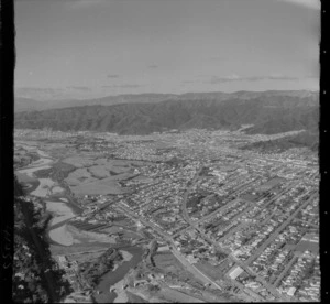 The Hutt River and suburb of Petone, Hutt Valley, Wellington Region