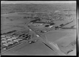 The Great South Motorway under construction at Mount Wellington junction with Sylvia Park, Auckland City