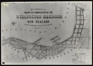 Plan showing the wharf accommodation in the Wellington Harbour, New Zealand / drawn by A. Koch, 1886.