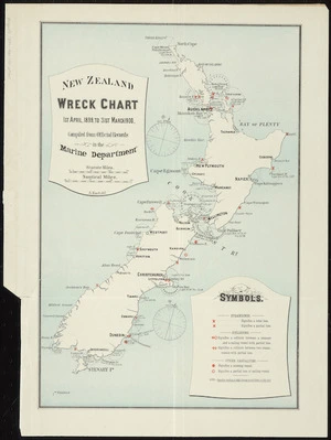 New Zealand wreck chart, 1st April, 1899 to 31st March, 1900 : compiled from official records in the Marine Department / A. Koch, del.